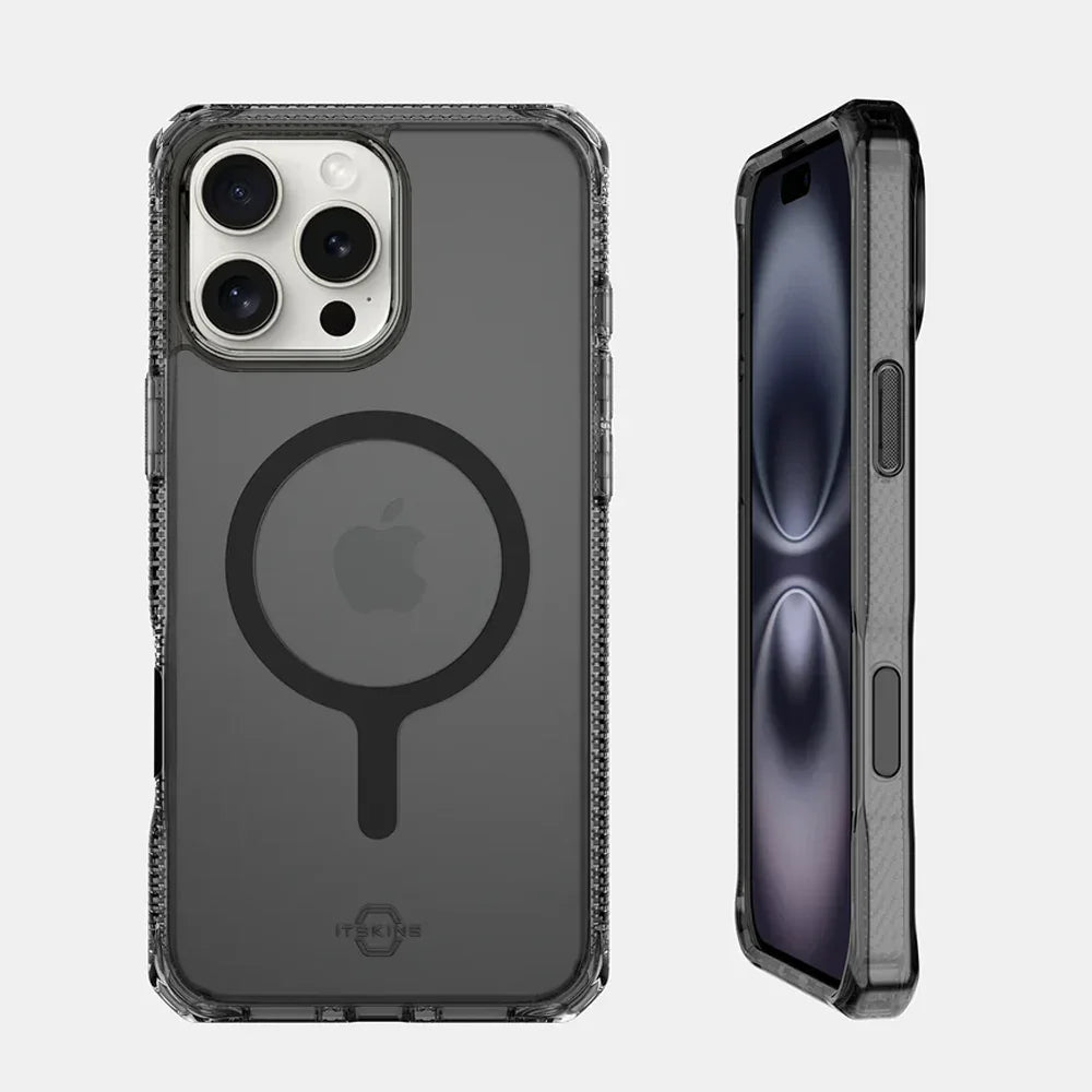 iPhone 16 Pro Max Itskins Hybrid Vapor Touch Magsafe Case - Smoke - Tashqila iPhone 16 Pro Max Itskins Hybrid Vapor Touch Magsafe Case - Smoke - Tashqila